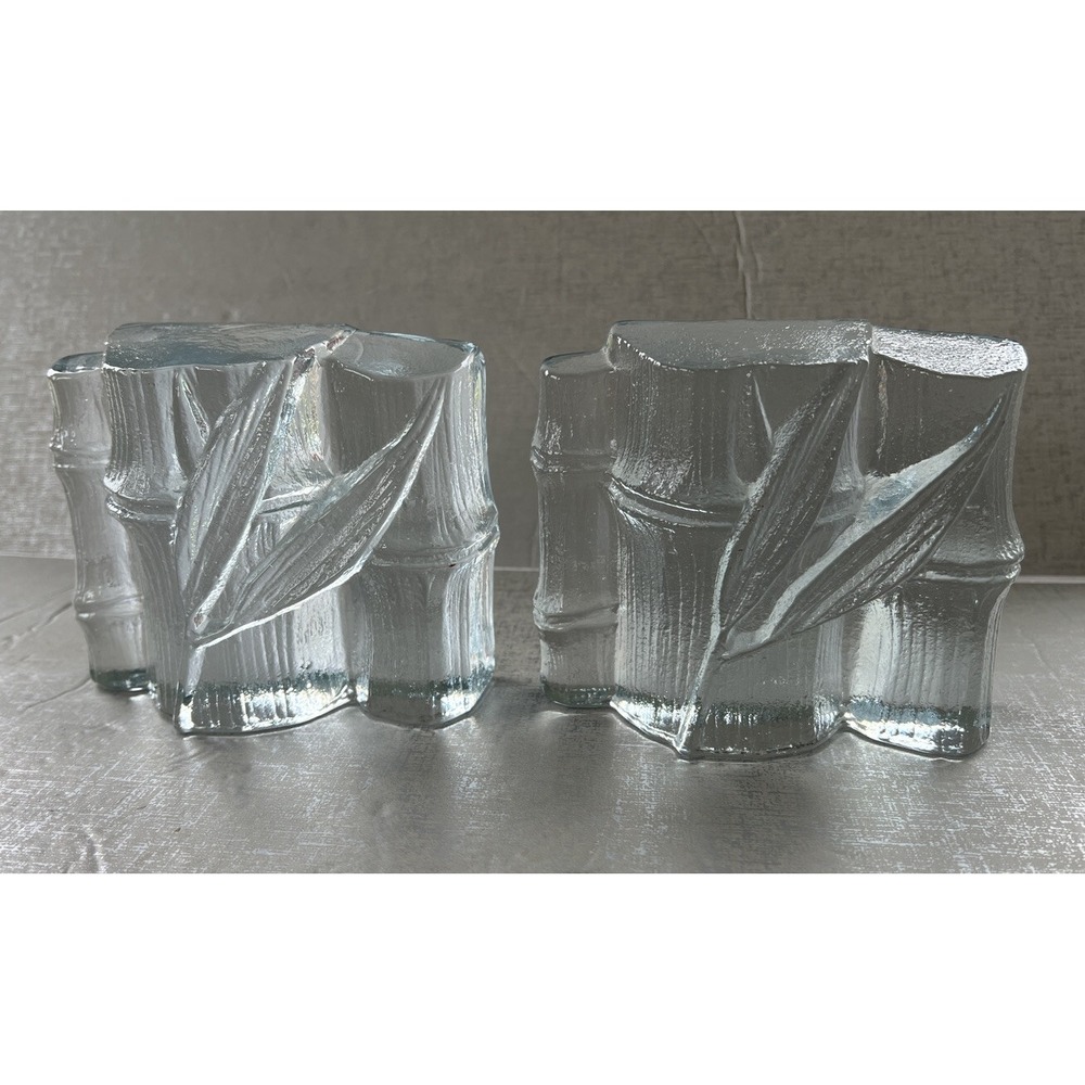 Blenko Bamboo Crystal Bookends  #775 Don Shepherd 1977-1982